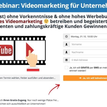 Die Anmeldung zum Videomarketing-Masterplan Webinar